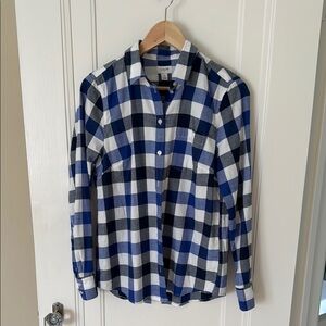 J. Crew Blue and White Casual Button Down Shirt